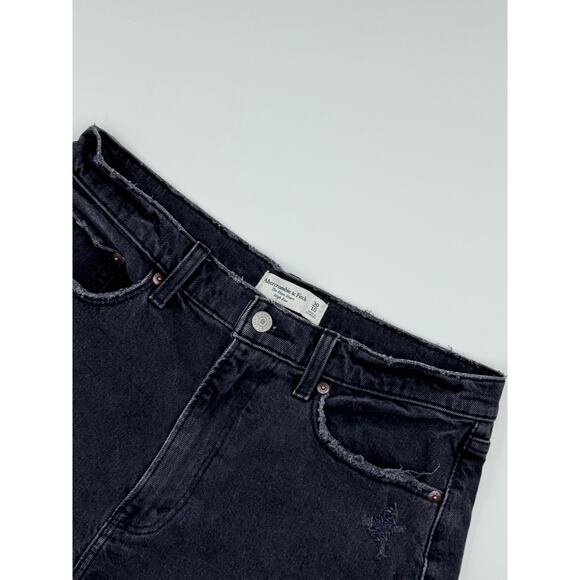 Abercrombie & Fitch Womens The Mom Short High Rise Shorts Black 10 - Picture 1 of 4